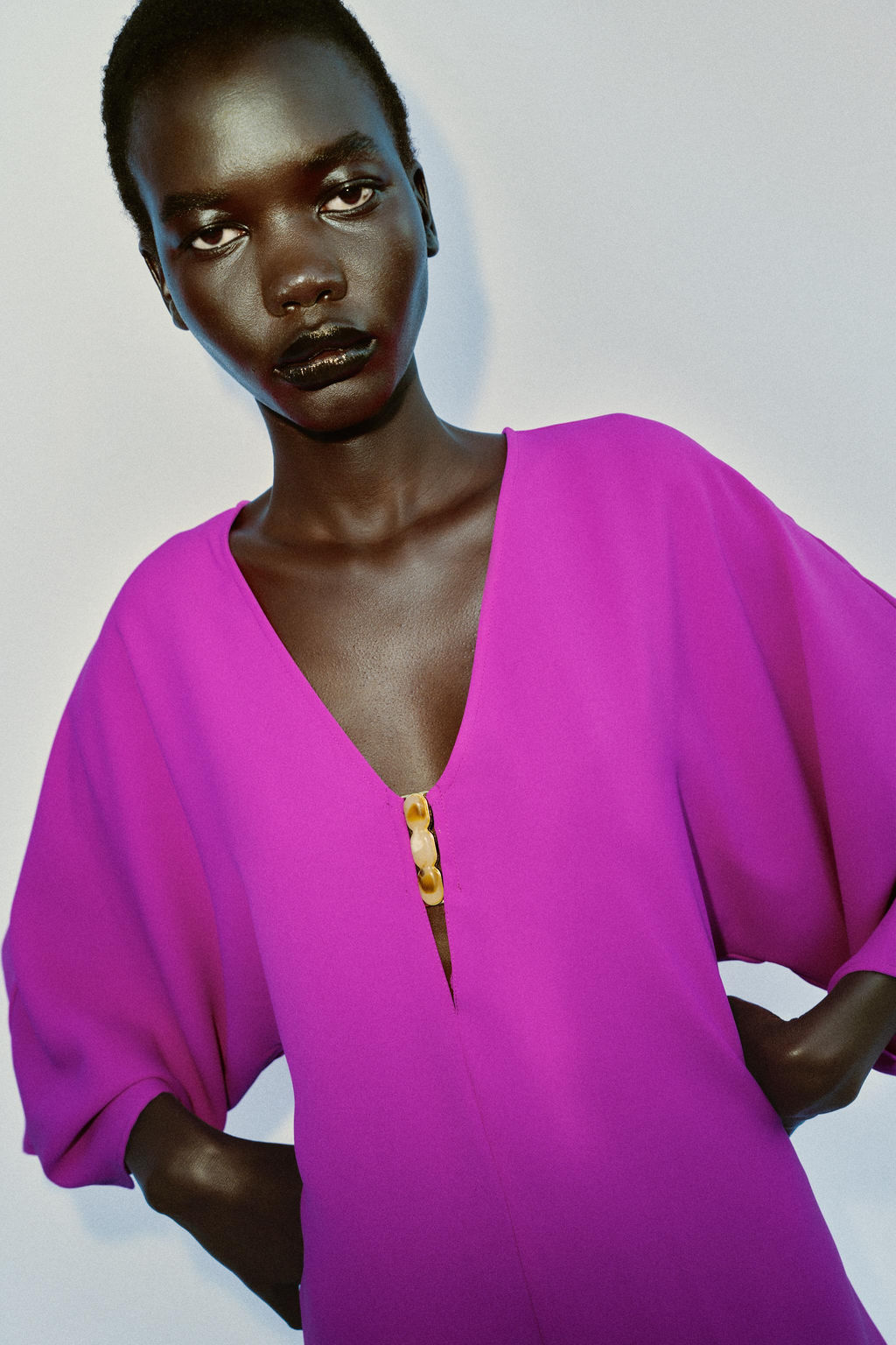 MONO CORTO FORNITURA MANGA ANCHA / Fucsia oscuro - Zara фото 3