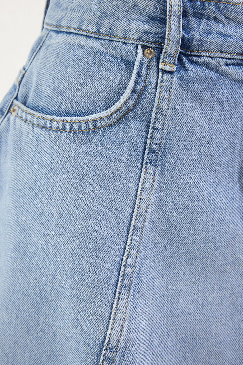 TRENDYOLMILLA Mavi Volanl? Dikis Detayl? Yuksek Bel Mini Denim Etek TWOSS25ET00102 фото 4