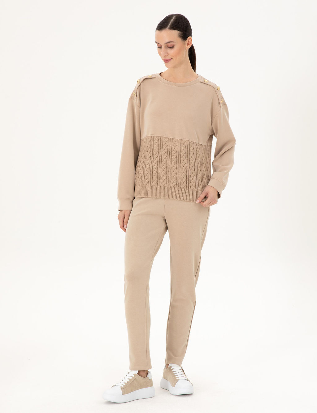Bej Regular Fit Modal Kuma_ Sweatshirt - Pierre cardin фото 4