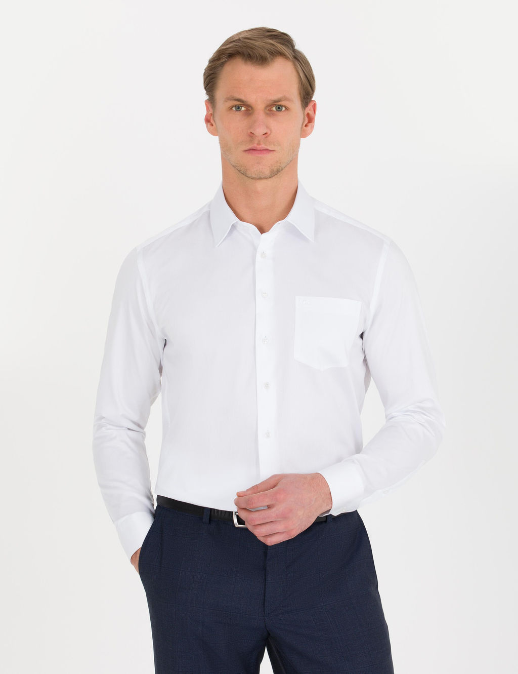 Beyaz Regular Fit Uzun Kollu Klasik G_mlek