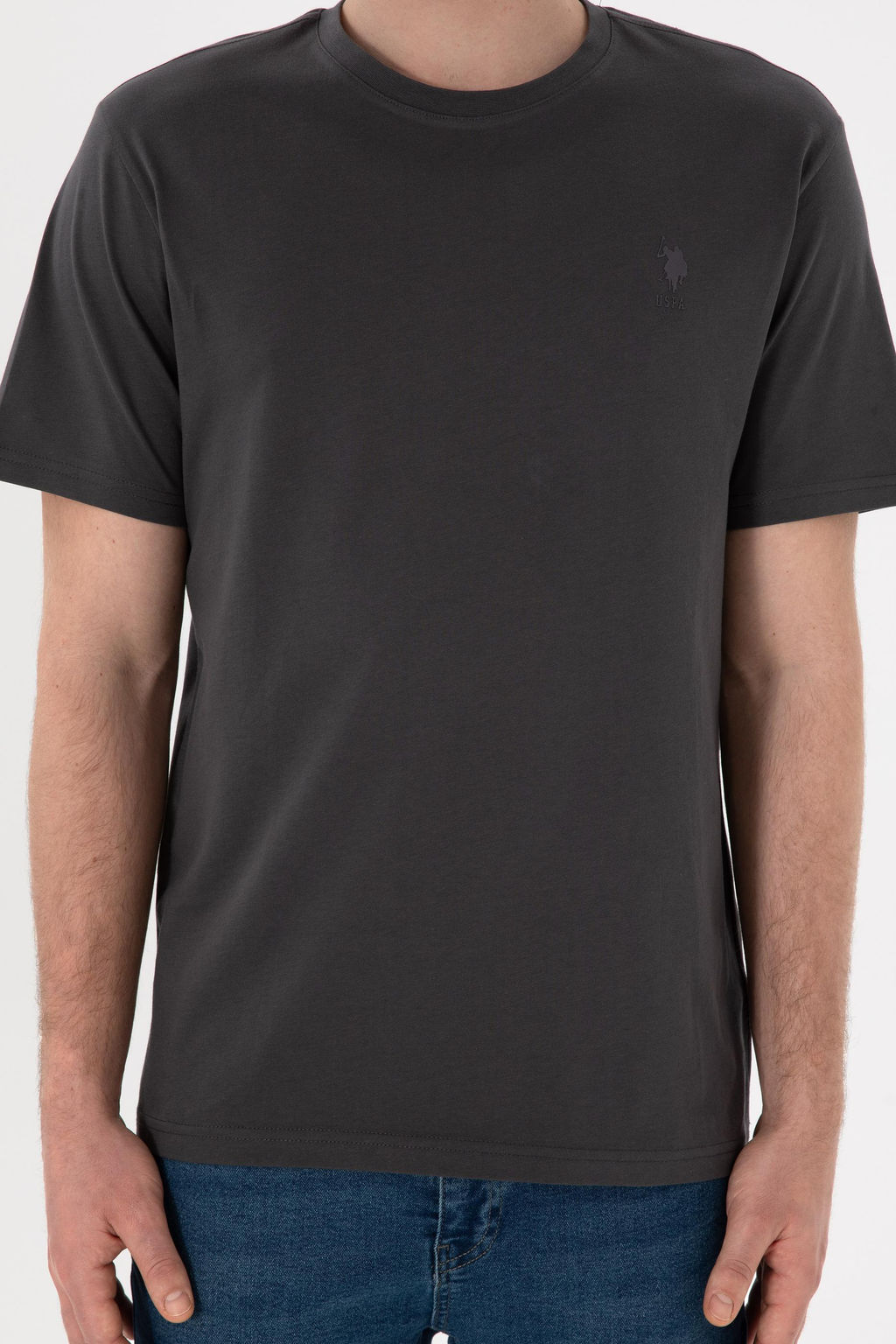 Футболка мужская U.S. Polo Assn из хлопка антрацитовая  фото 14