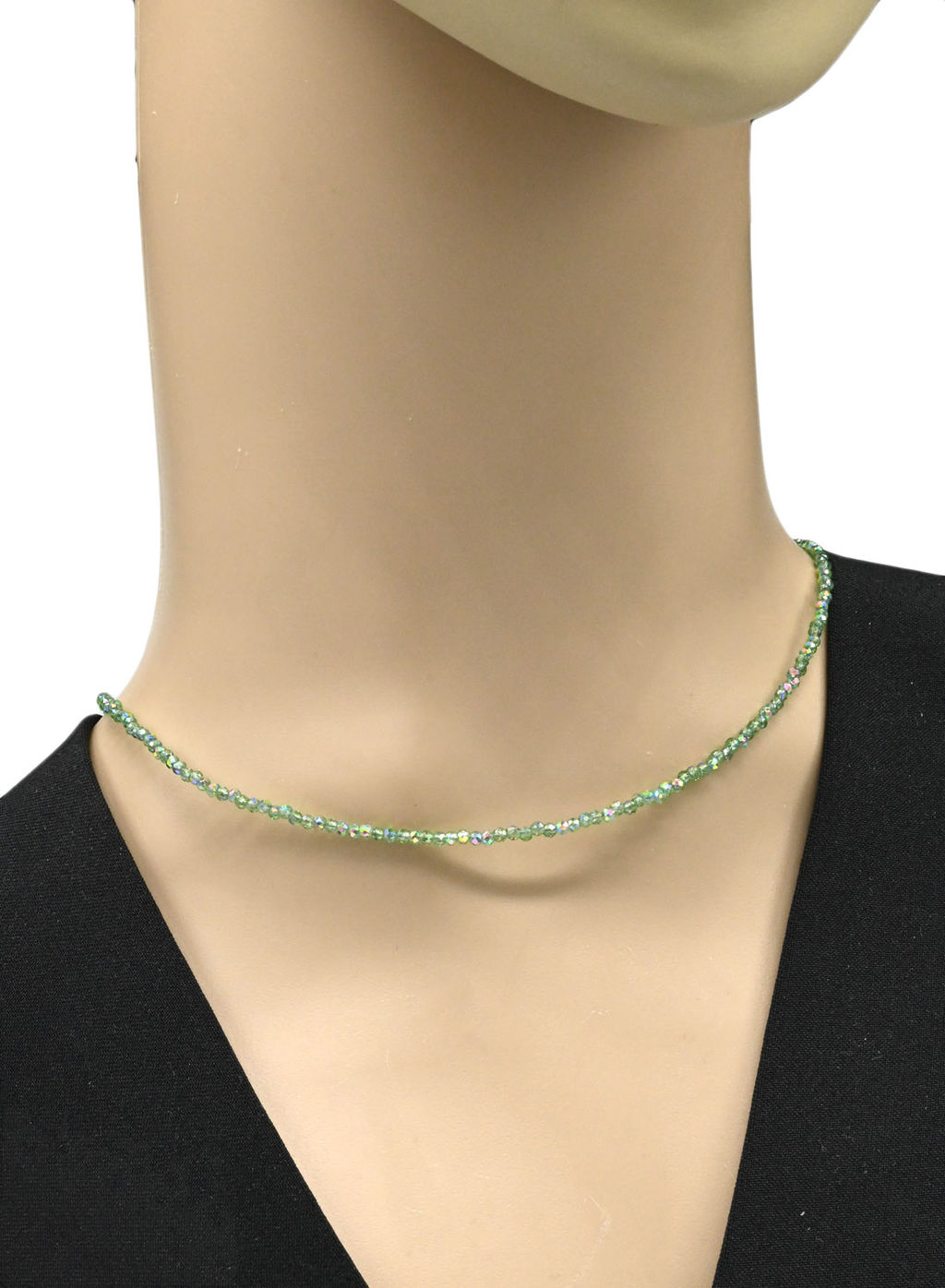 Чокер из циркона шарик гр.2мм цв.зеленый, 38см