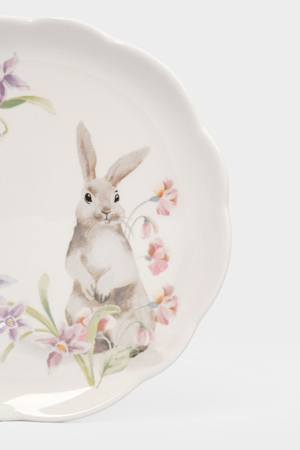 Тарелка закусочная, 20 см, керамика, белая, Кролик с цветами, Flower Rabbit - Anna lafarg фото 4