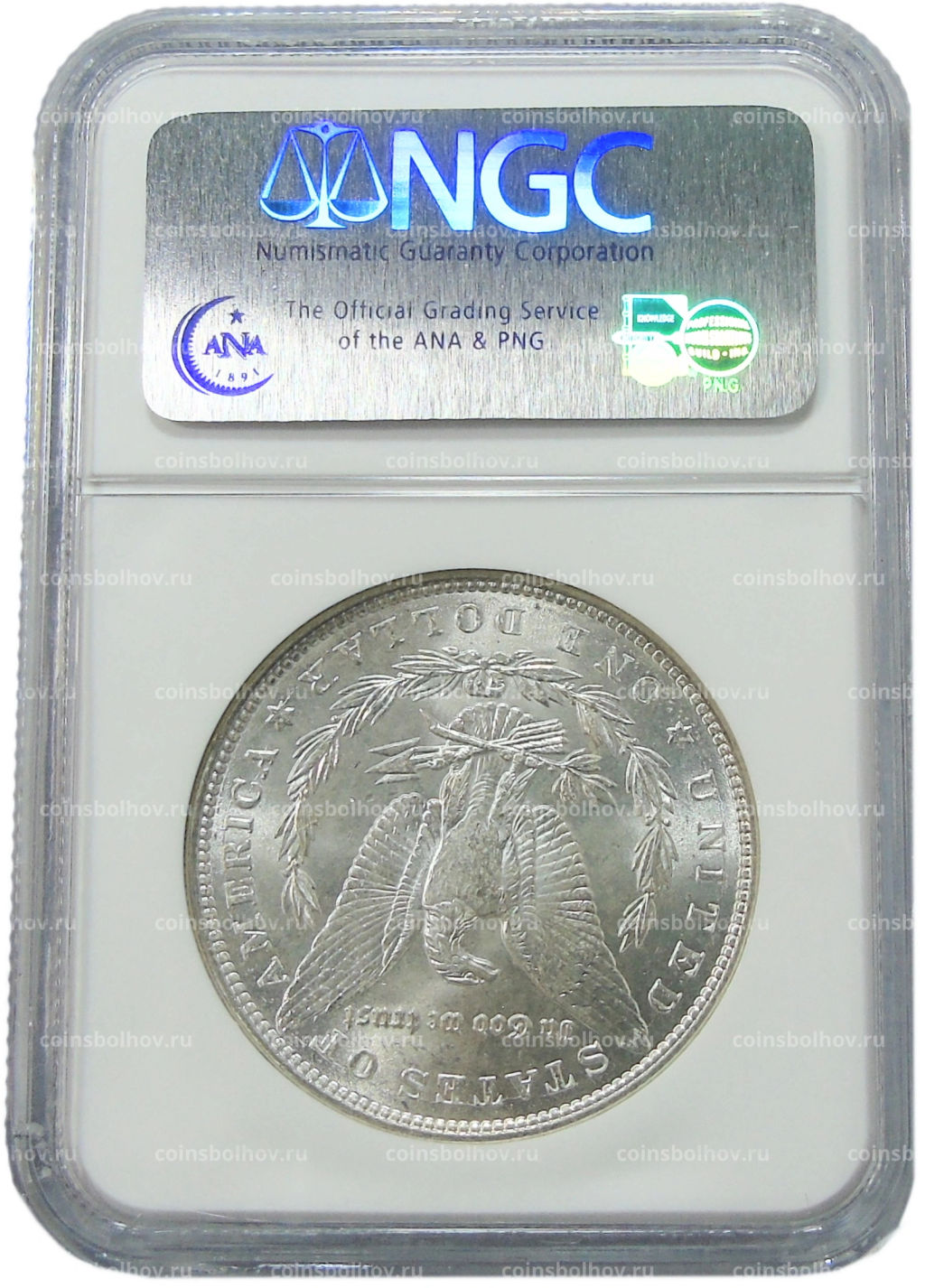 1 доллар 1887 года США Доллар Моргана (в слабе NGC MS 64)