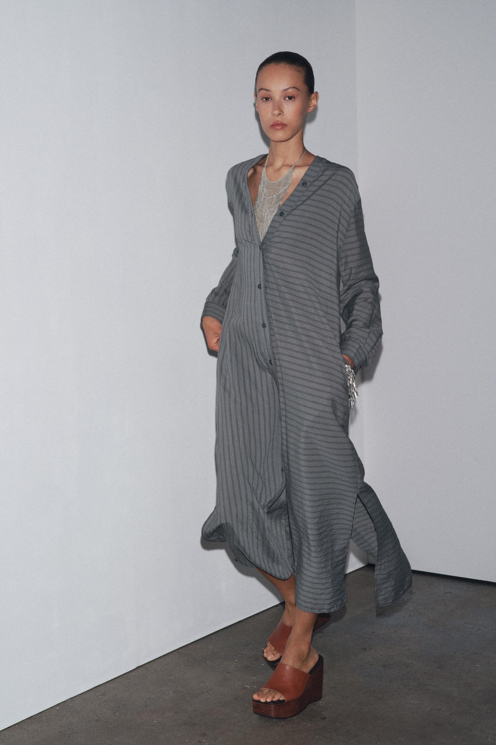 ZW COLLECTION STRIPED SHIRT DRESS - Zara фото 9