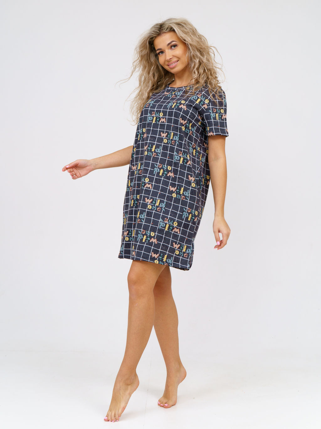 858 Туника "Клетка/фуме"