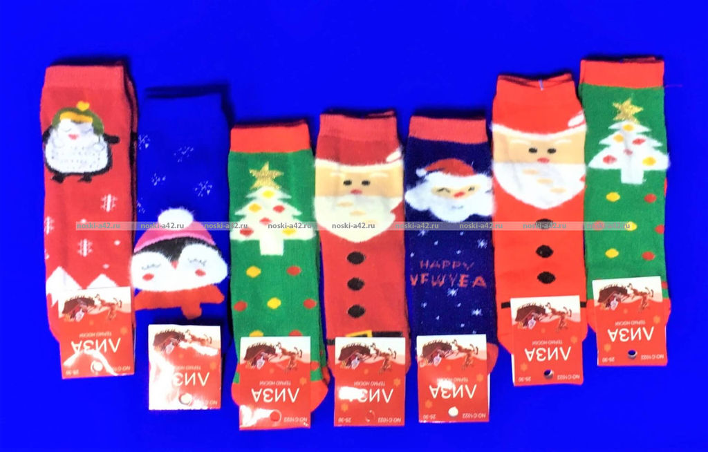 Цена за 10 пар.Лиза термоноски детские внутри махра Новогодние арт. 5330