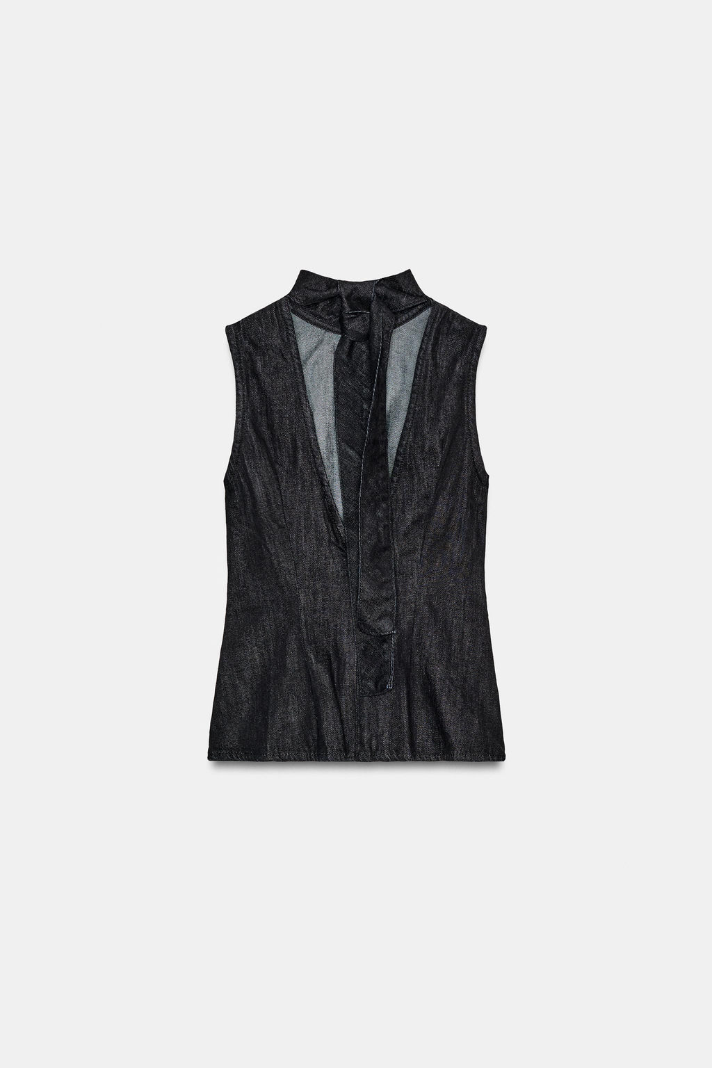 TRF DENIM HALTER TOP WITH TIE DETAIL - Zara фото 8