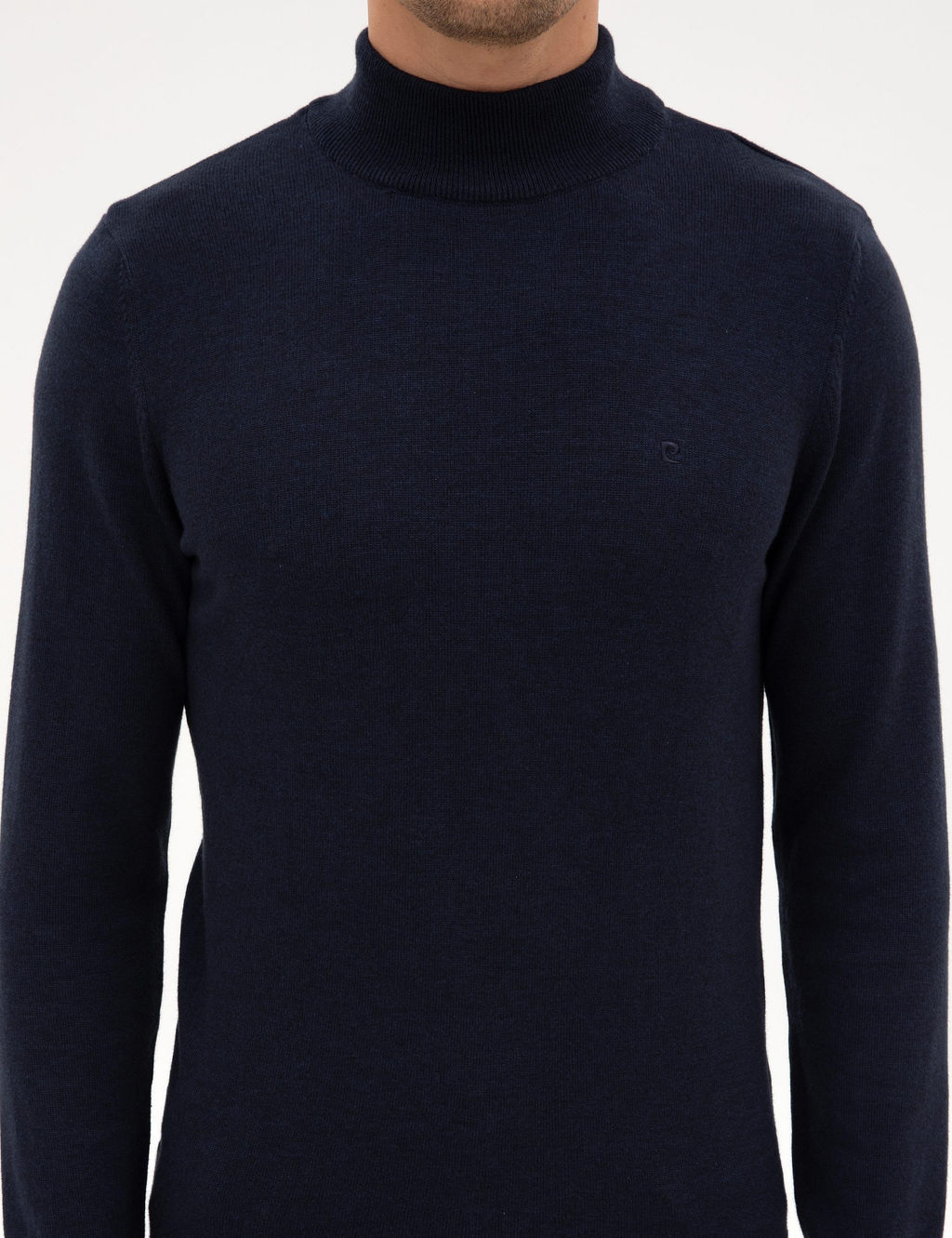 Lacivert Melanj Slim Fit Yar_m Bal_k__ Yaka Basic Triko Kazak - Pierre cardin фото 6