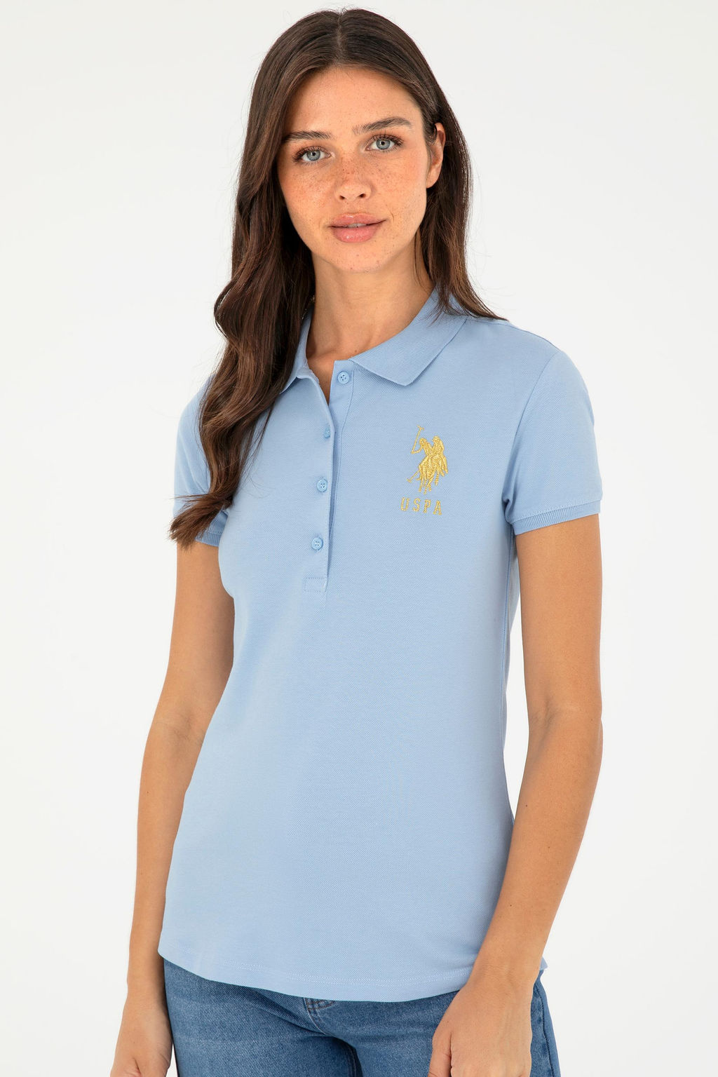 Женская голубая базовая футболка - U.s. polo assn фото 3