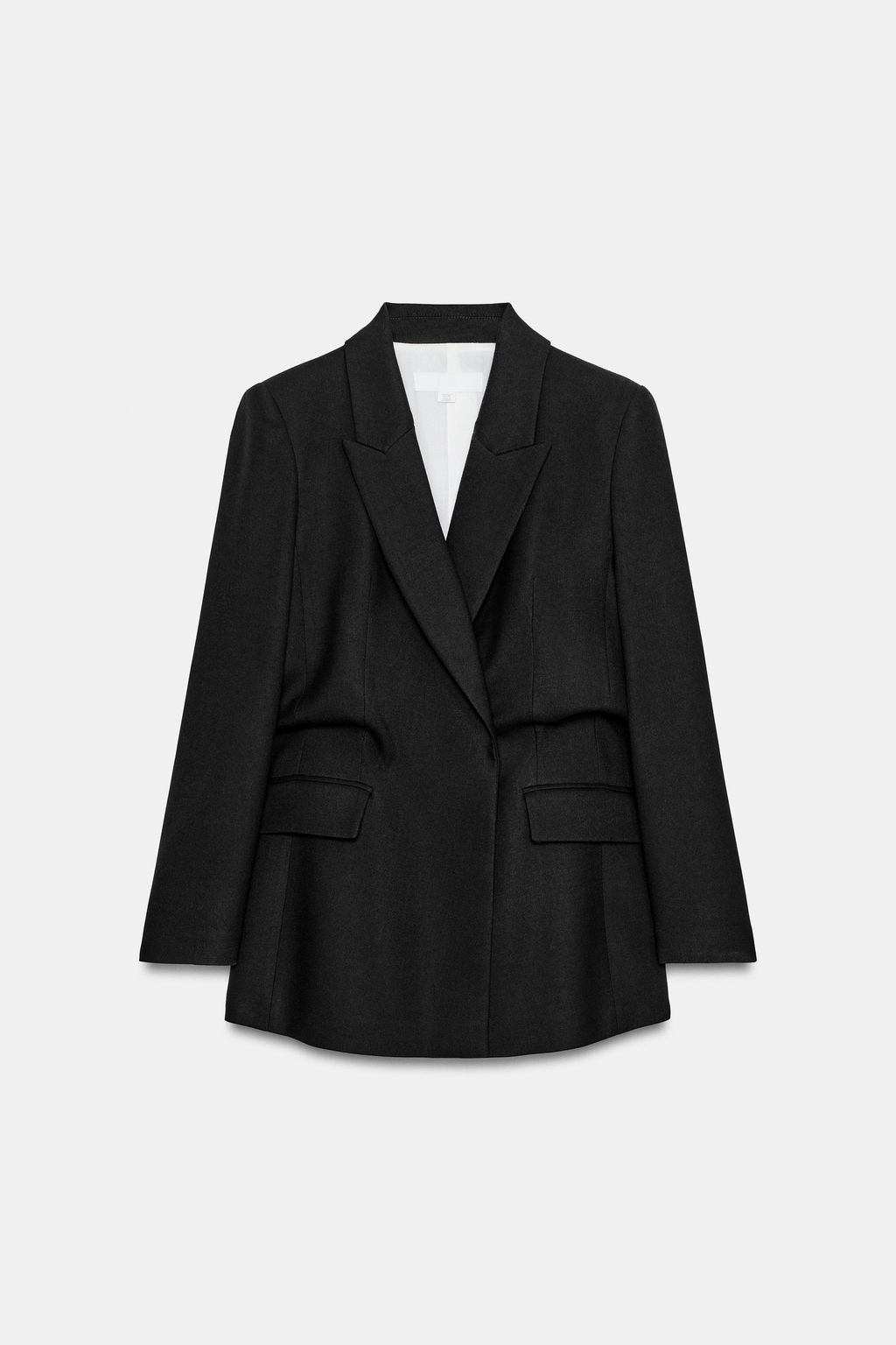 BLAZER CRUZADA CINTURA GLOBO HOMBRERAS / Negro