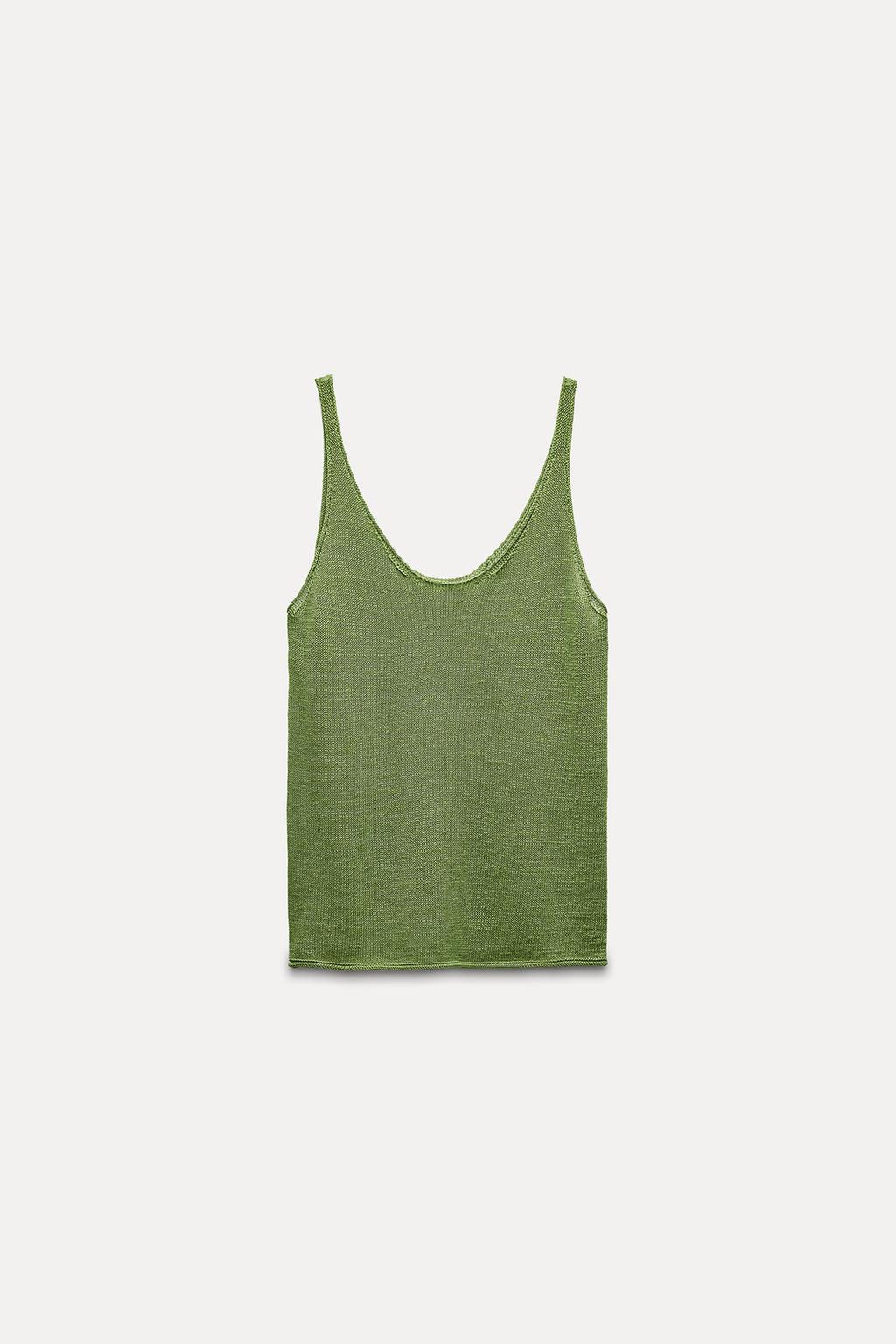 PLAIN LINEN BLEND STRAPPY KNIT TOP - Zara фото 3