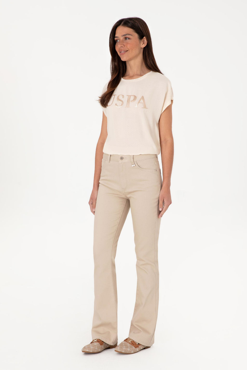 Kad_n Krem Bisiklet Yaka Ti__rt Sepette S_rpriz _ndirim - U.s. polo assn фото 4