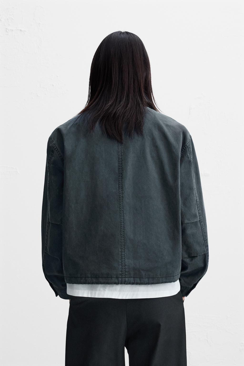 CONTRAST COLLAR CROPPED FIT JACKET - Zara фото 3