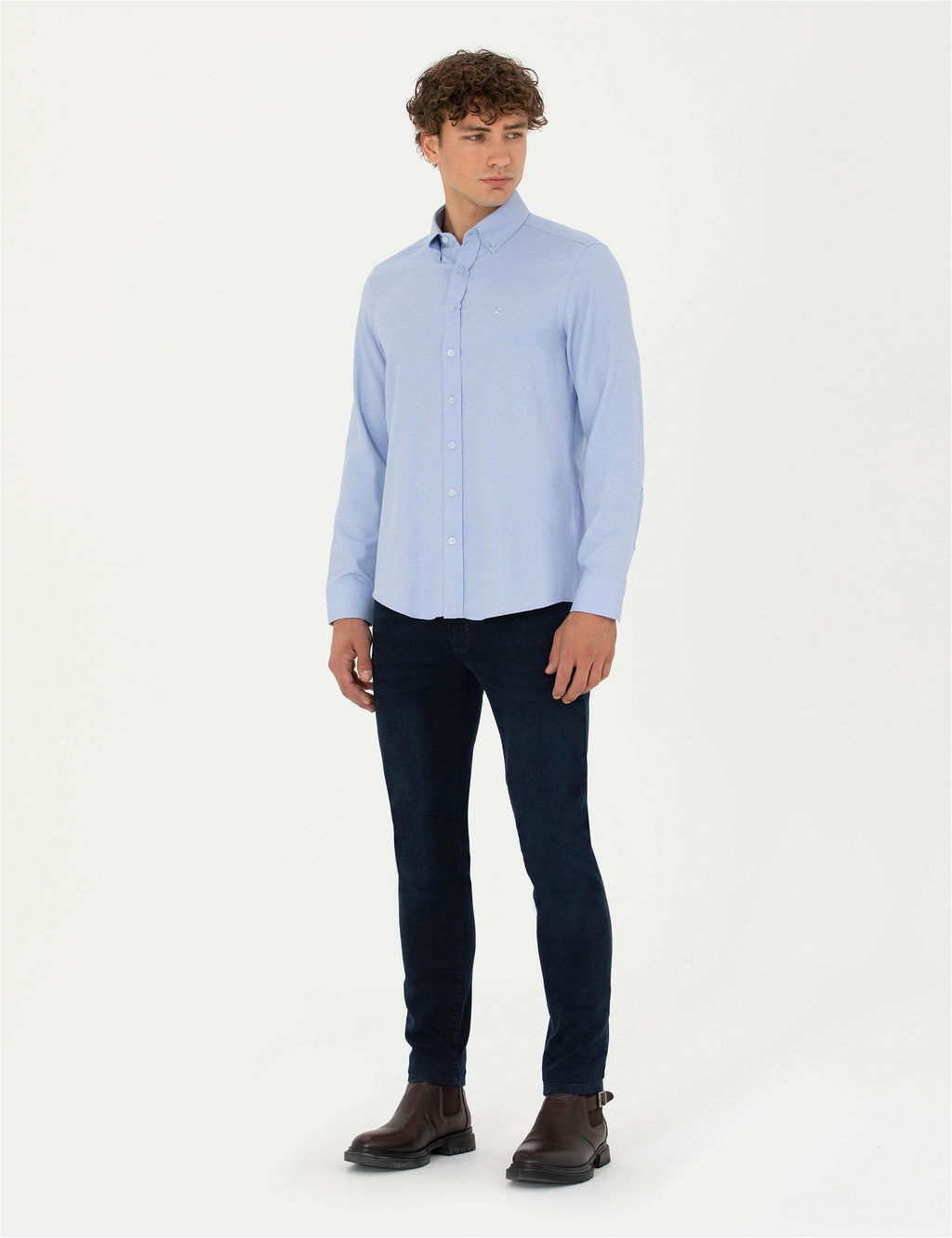 A__k Mavi Slim Fit Uzun Kollu G_mlek - Pierre cardin фото 4