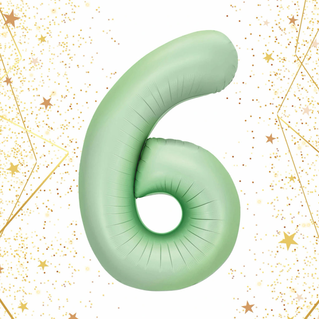 Шар фольгированный 32/81см "Цифра "6" (зеленый)