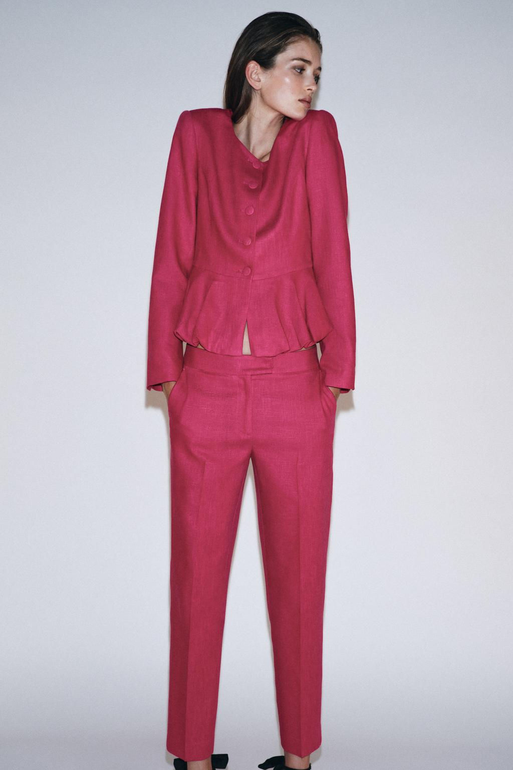 LINEN BLEND PEPLUM BLAZER - Zara фото 2