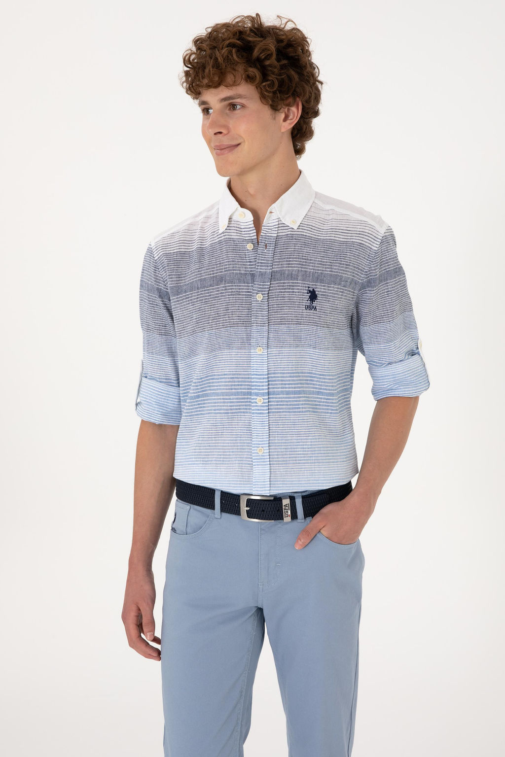 Erkek _ndigo Uzun Kollu G_mlek Sepette S_rpriz _ndirim - U.s. polo assn фото 3