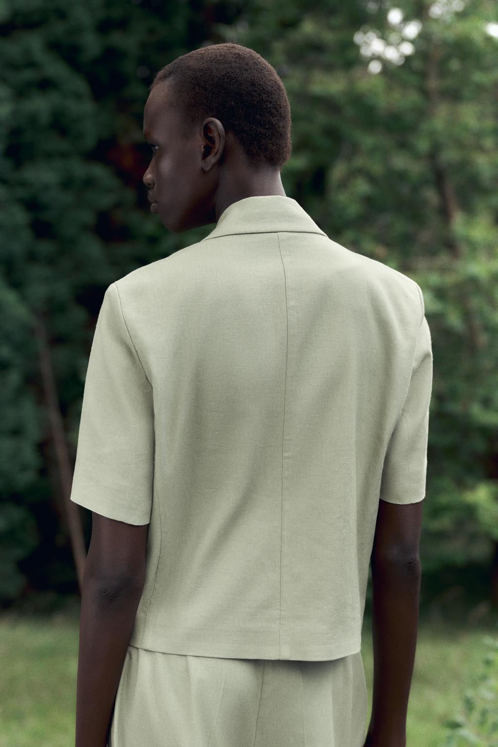 SHORT SLEEVE LINEN BLEND BLAZER - Zara фото 5