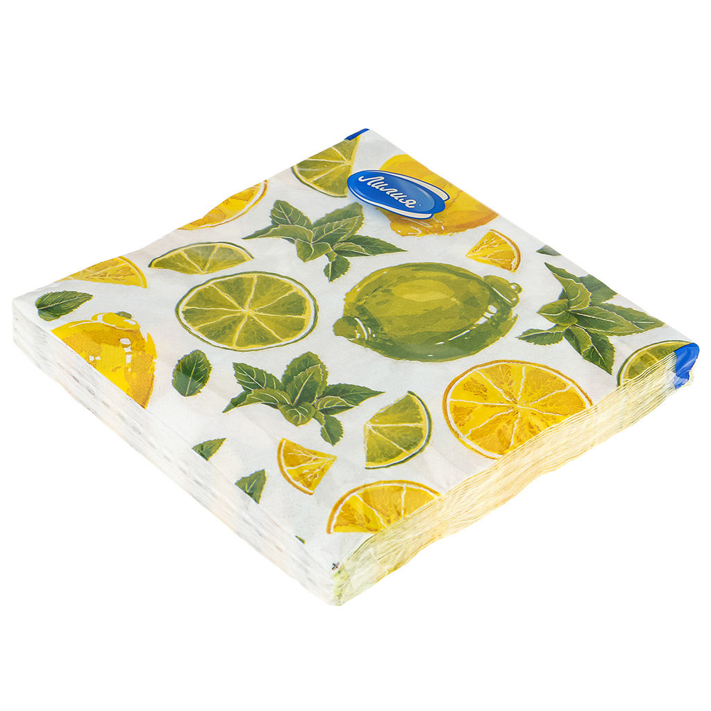 Салфетки бумажные 33х33см Лилия, 2-х слойные, 20 штук в упаковке, Мохито (Россия) - Bouquet фото 3