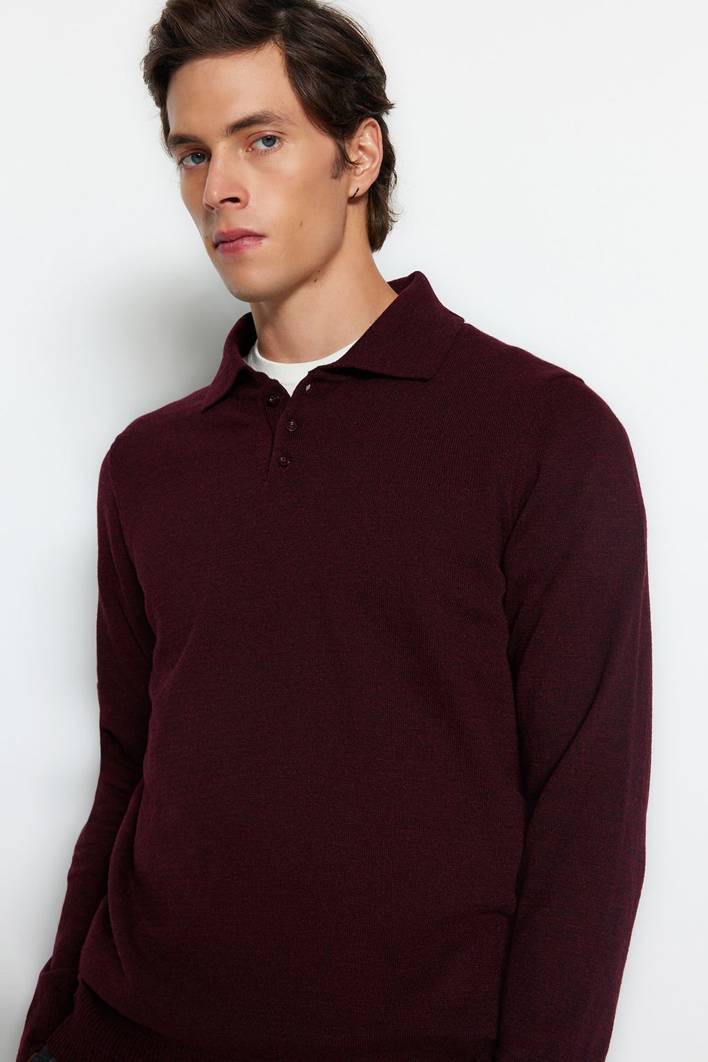 TRENDYOL MAN Lacivert Slim Fit Yunlu Polo Yaka Dugmeli Smart Triko Kazak TMNAW23KZ00238 - Trendyolmilla фото 14