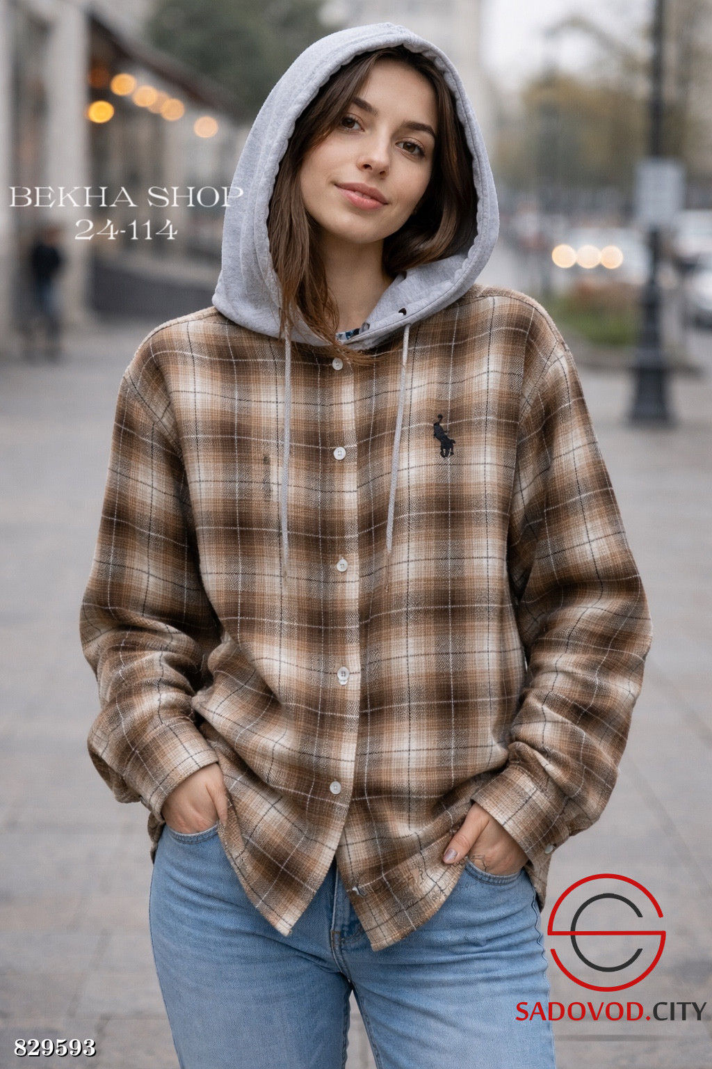 Рубашка женская в клетку