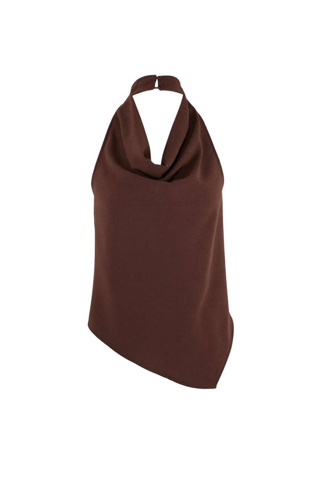 Kahverengi Degaje Yaka S?rt Dekolteli Dokuma Krep Bluz TWOSS26BZ00408