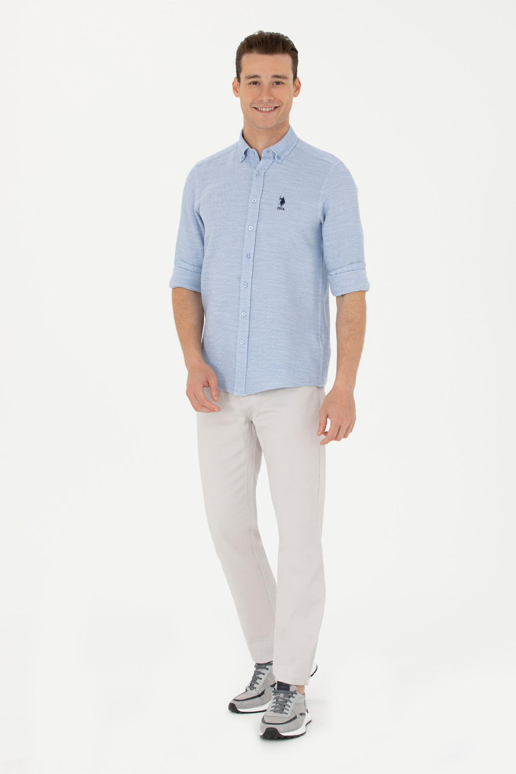 Мужская синяя рубашка с длинным рукавом - U.s. polo assn фото 4