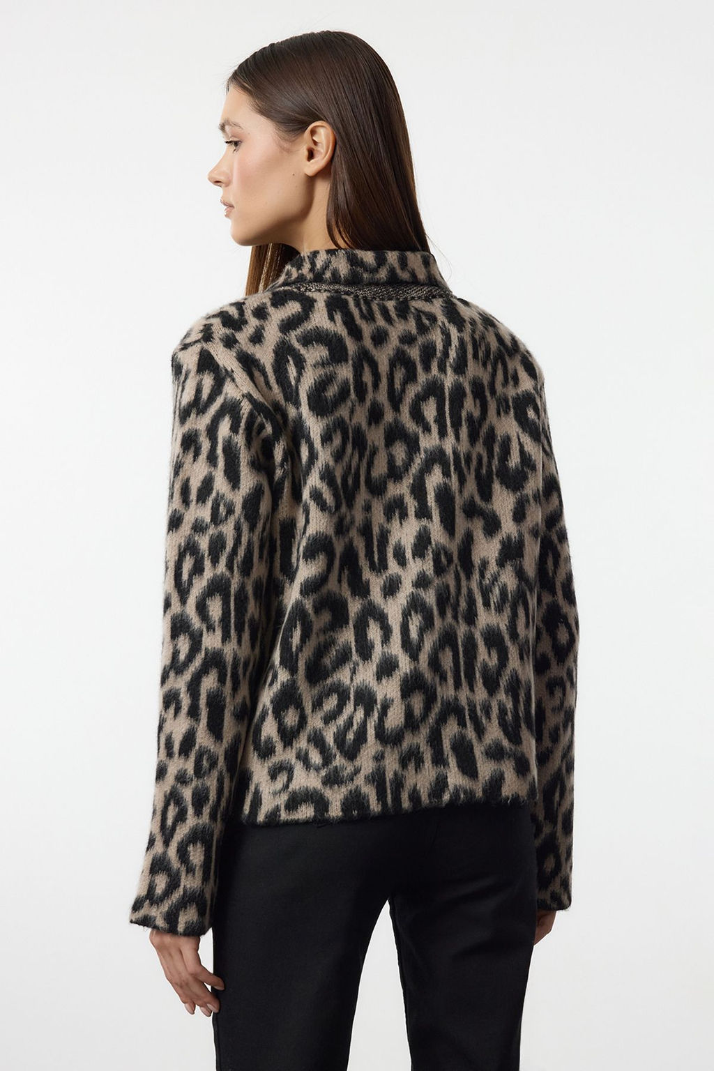 TRENDYOLMILLA Kahverengi Leopar Desenli Triko H?rka TWOAW25HI00360 фото 5