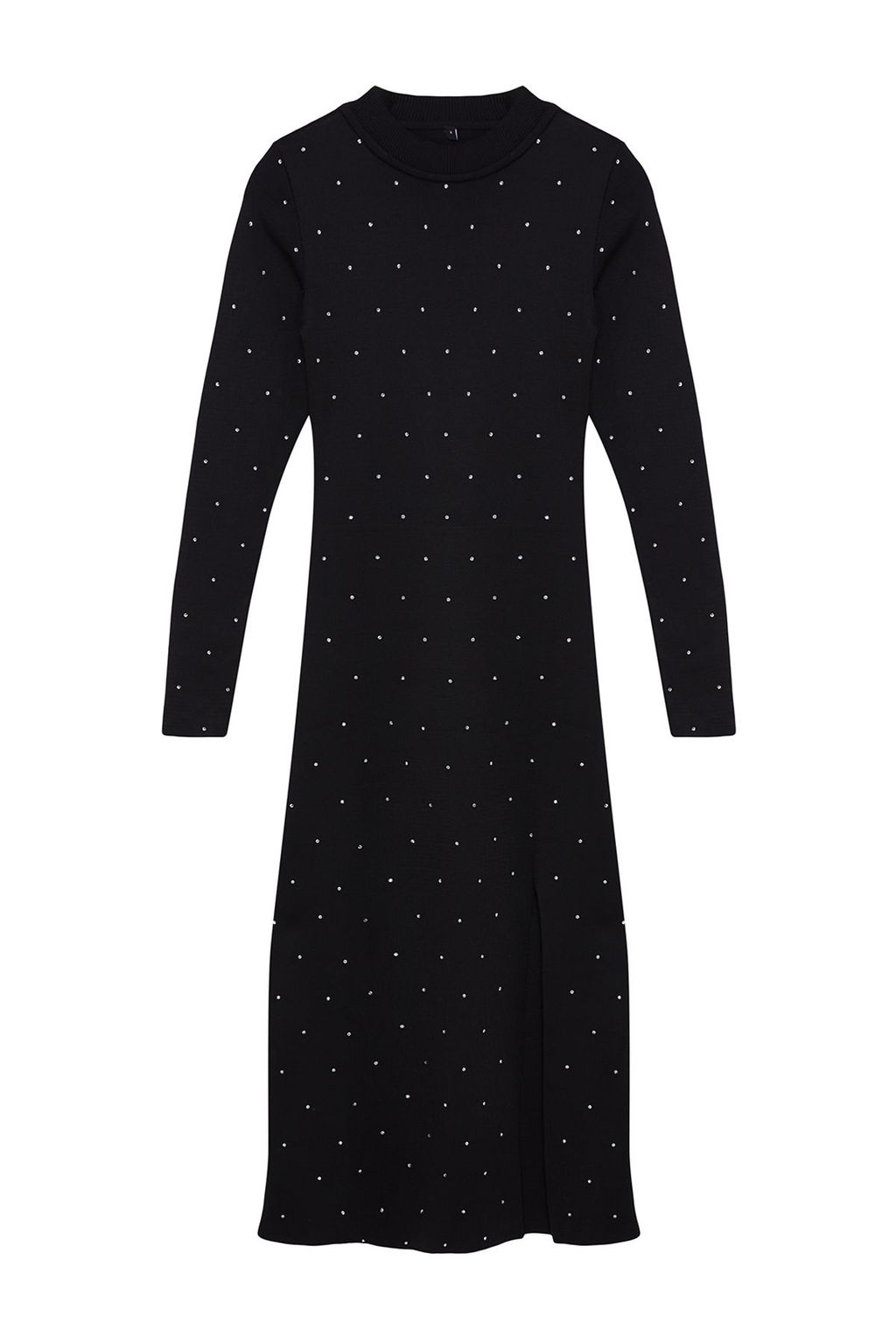 TRENDYOLMILLA Siyah Midi Triko Tas Islemeli Elbise TWOAW25EL00004  фото 6