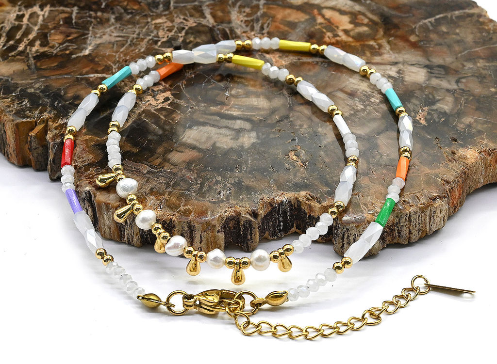 Чокер из циркона с жемчугом цвет микс, 41см