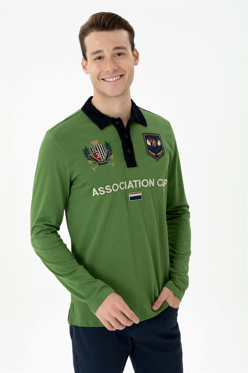 U. S. Polo Assn Мужская зеленая толстовка с воротником-поло - U.s. polo assn фото 8