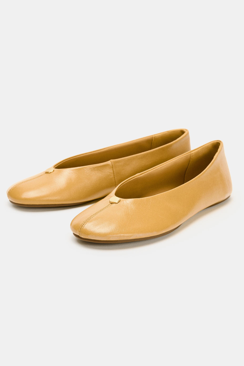 LEATHER BALLET FLATS WITH METAL DETAIL - Zara фото 11