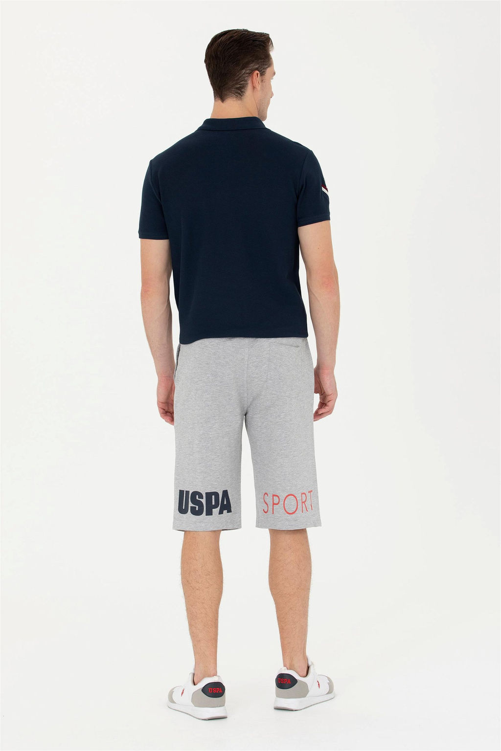 Мужские серые меланжевые вязаные шорты - U.s. polo assn фото 4