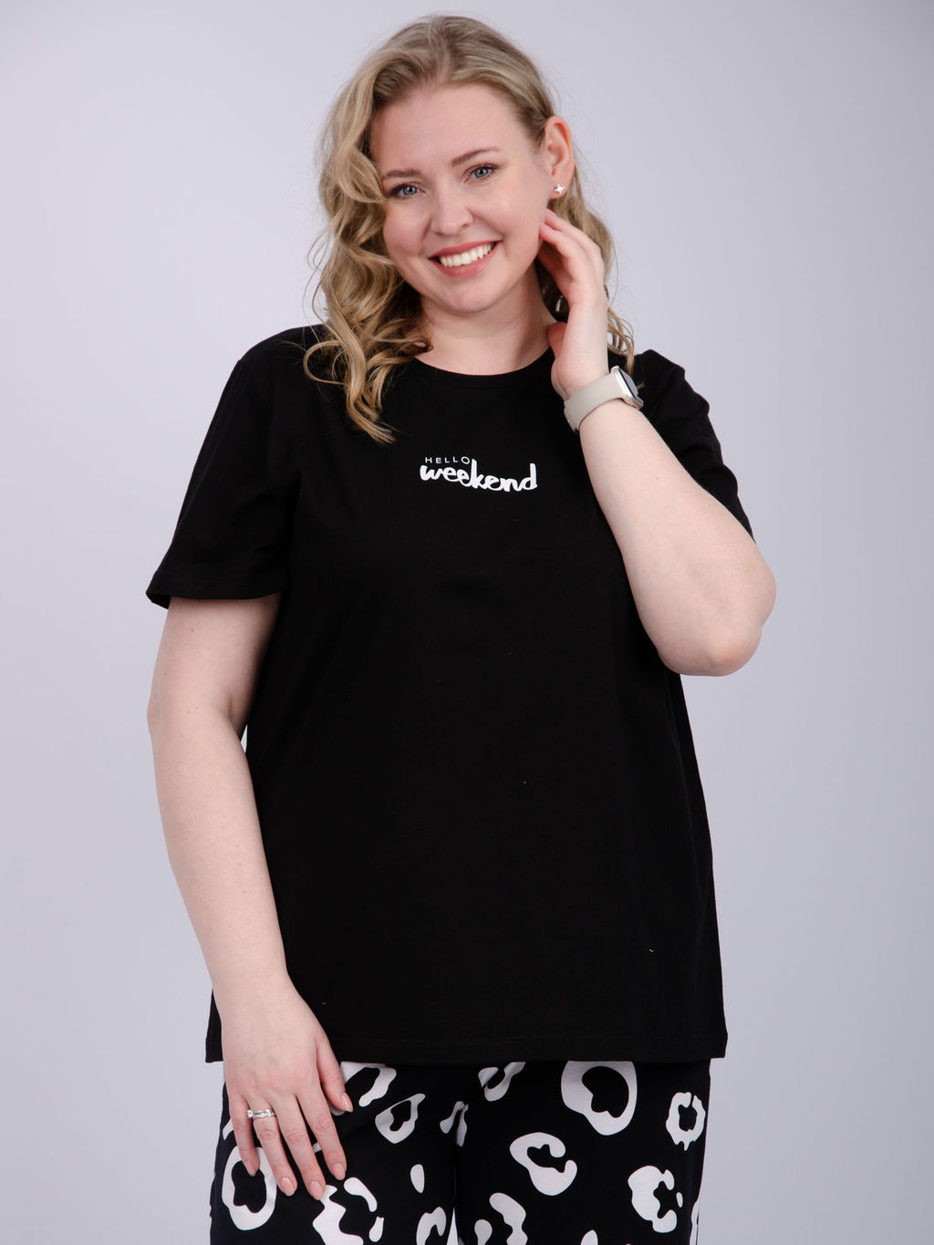 Пижама Выходные чёрная, трикотаж - Малина фото 7