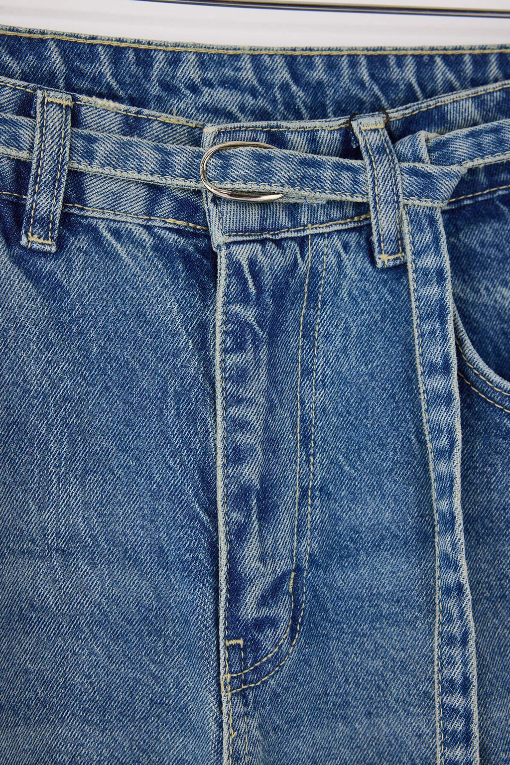 Mavi Kemerli Yuksek Bel Genis Paca Wide Leg %100 Pamuk Jeans TWOSS26JE00085 - Trendyolmilla фото 2