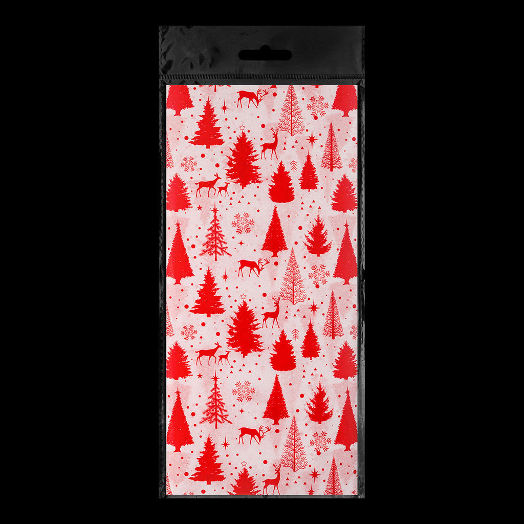 АКЦИЯ Цена за 1 шт. Набор ErichKrause Decor 4 листа упаковочной бумаги тишью Елочки красные 50х70см