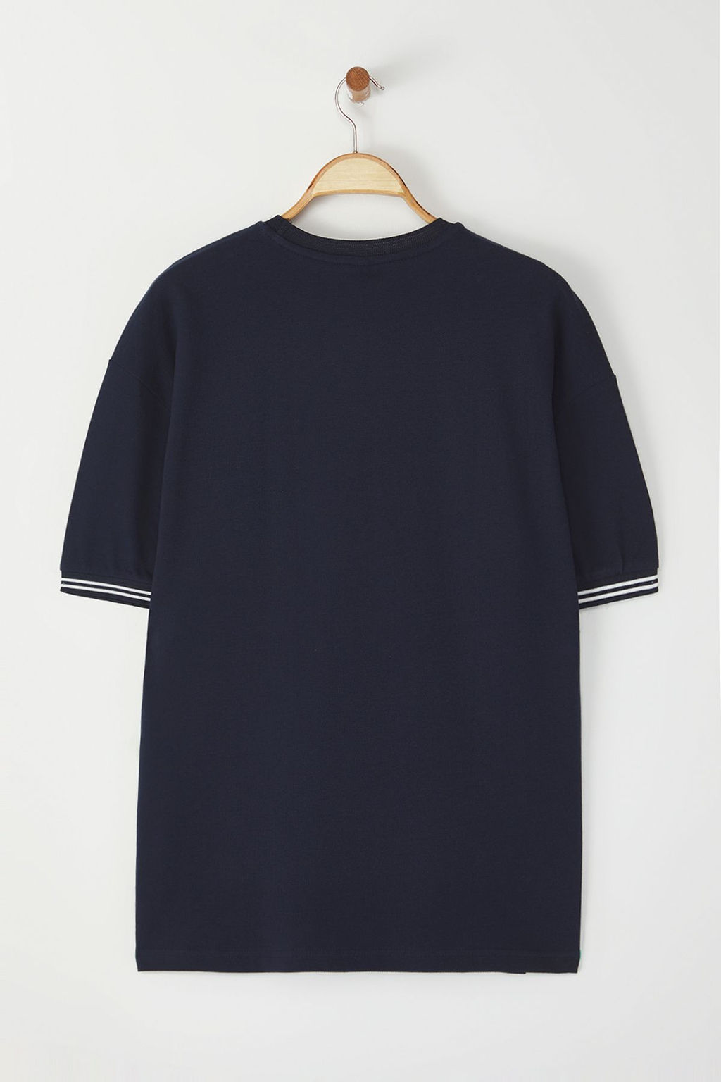 TRENDYOL MAN Lacivert Oversize/Genis Kesim Nak?sl? Triko Bant Detayl? Dokulu T-Shirt TMNSS25TS00019 - Trendyolmilla фото 3