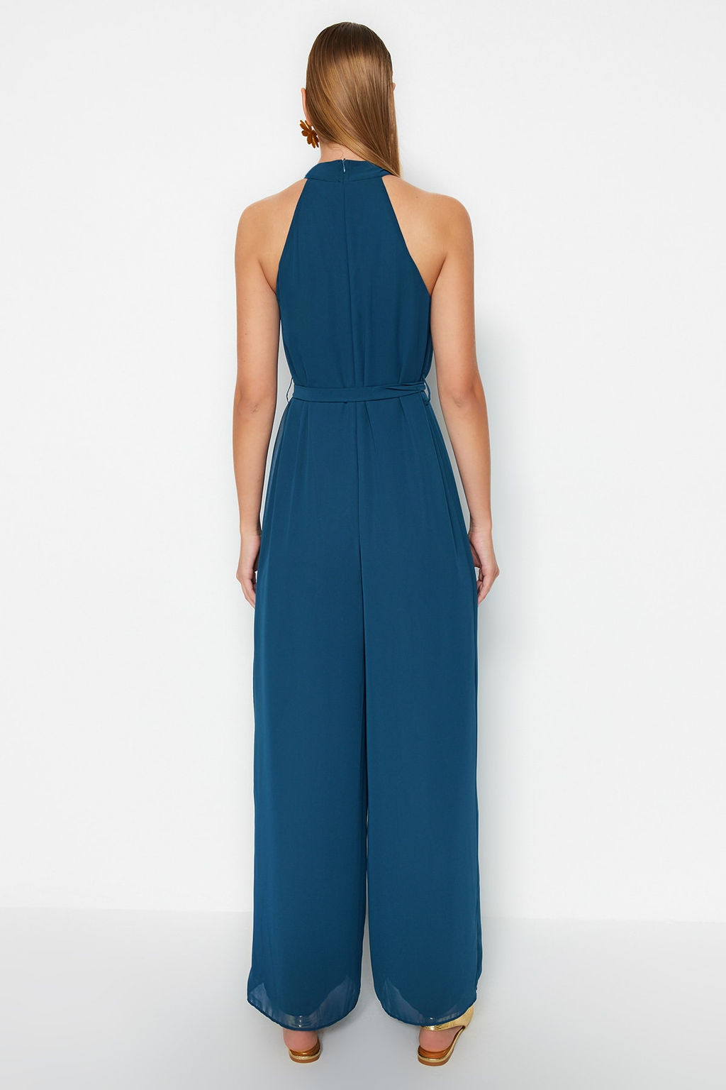 Petrol Kusakl? Maxi Sifon Astarl? Dokuma Tulum TWOSS23TU00093