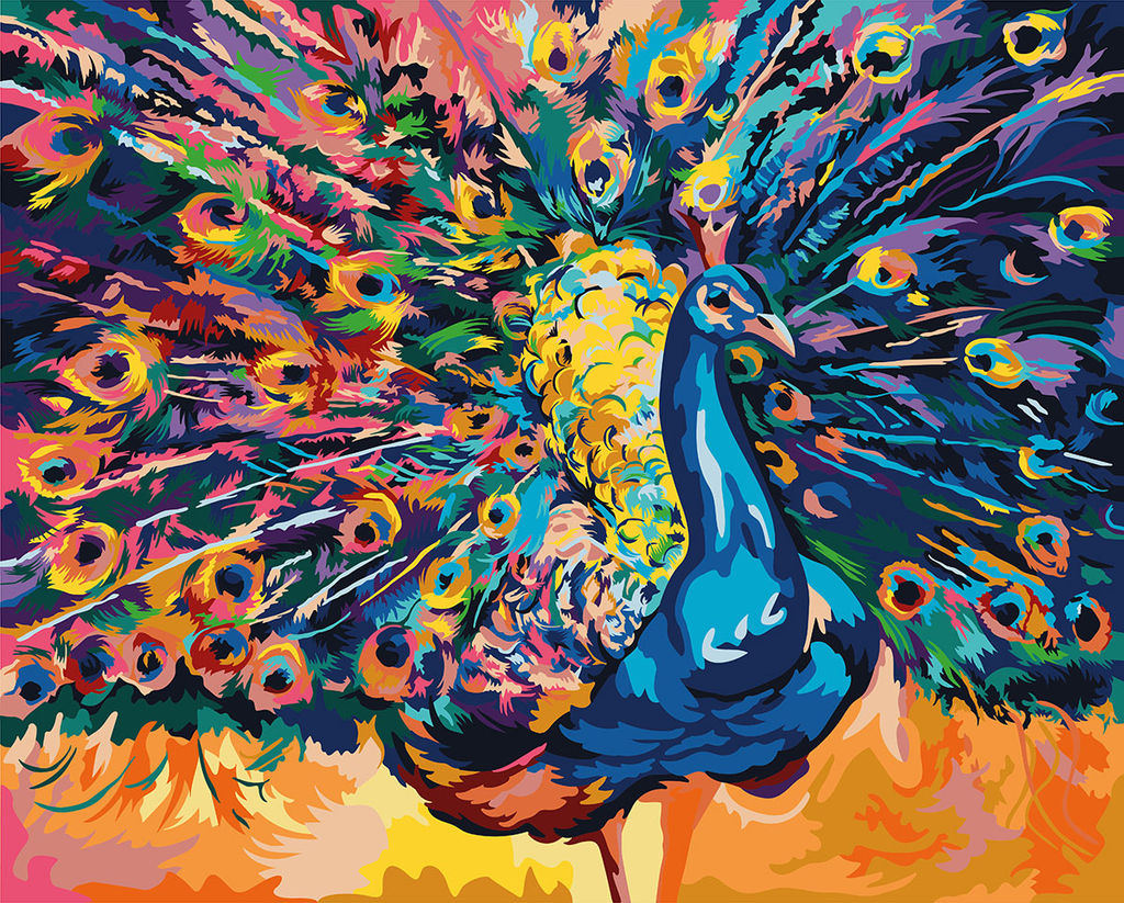 ФРЕЯ PNB/PLC-231 Набор для раскрашивания по номерам ( цветной холст ) 50 х 40 см Разноцветный павлин