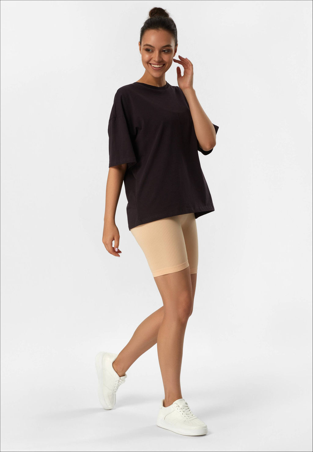 TEKSA Шорты женские высокая талия WHS 001 beige rose