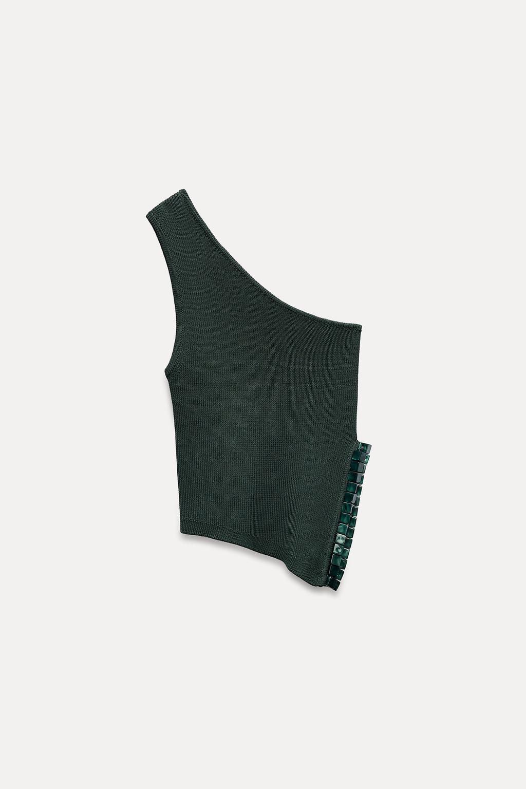 ASYMMETRIC KNIT TOP WITH CUT-OUT DETAIL AND BEADS - Zara фото 4