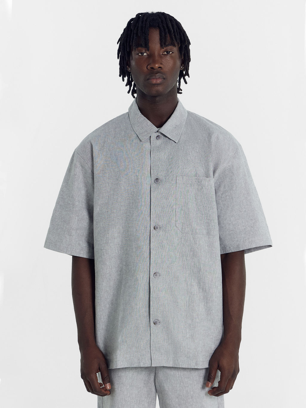 Рубашка мужская серая с коротким рукавом двухцветный серый 111887 - Mark formelle фото 2