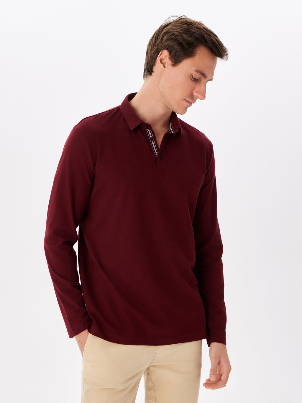 Джемпер мужской с воротником поло GREG G155-PO124T-SA2081 (бордо)_V  фото 7