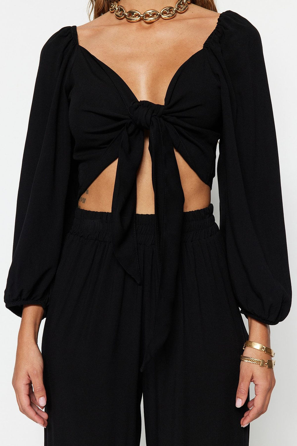 Plaj Giyim Lila Dokuma Baglama Detayl? Bluz-Pantolon Tak?m TBESS23AU00072 - Trendyolmilla фото 12