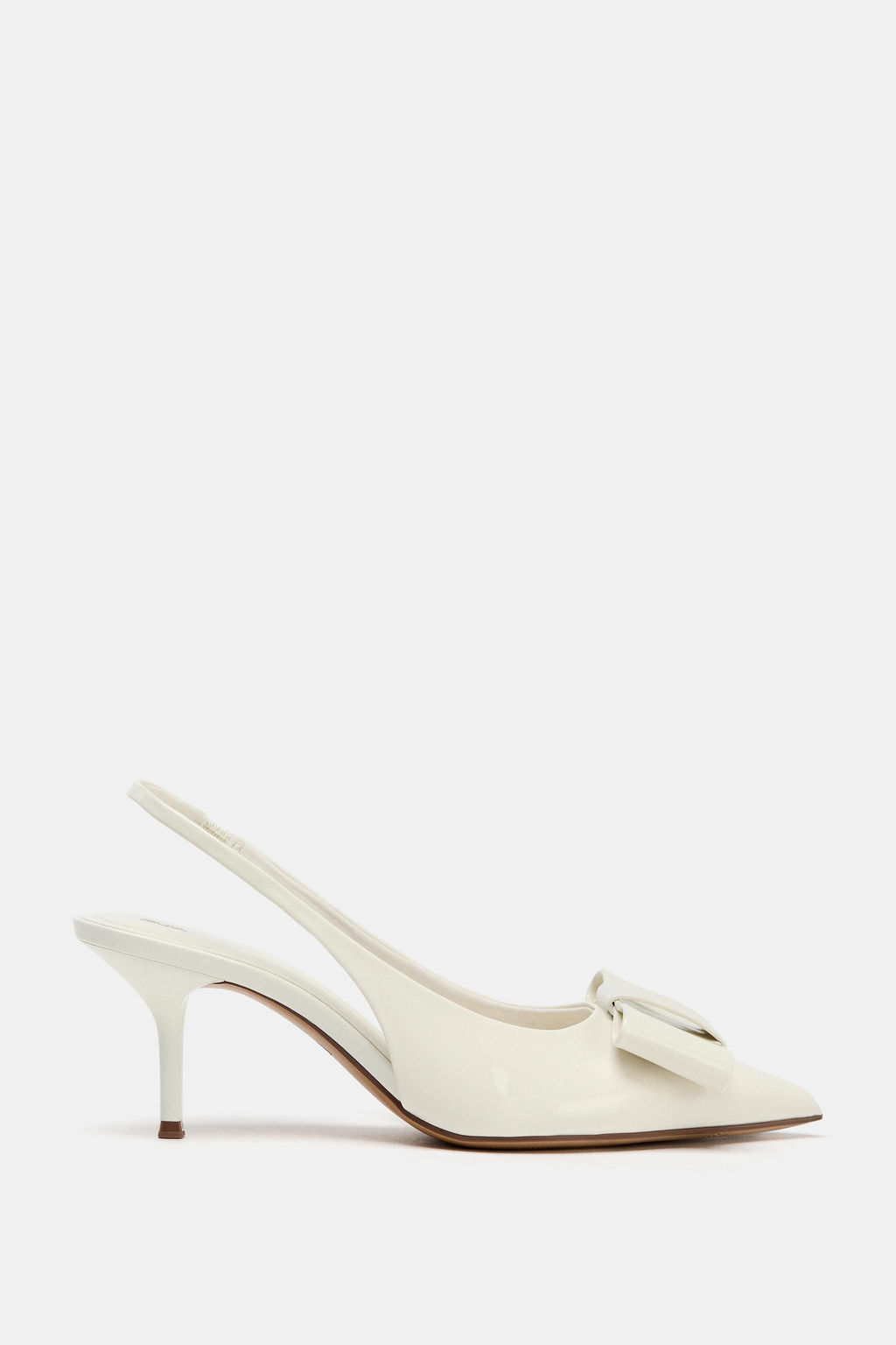 FAUX PATENT SLINGBACK HEELS WITH BOW