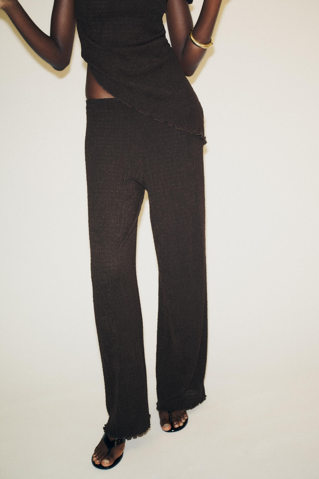 TEXTURED WIDE-LEG TROUSERS - Zara фото 2