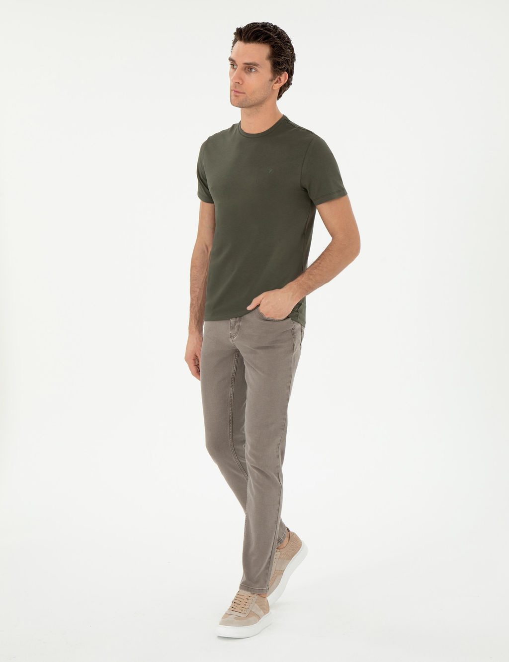 Khaki Slim Fit Basic T -For - Cacharel фото 4