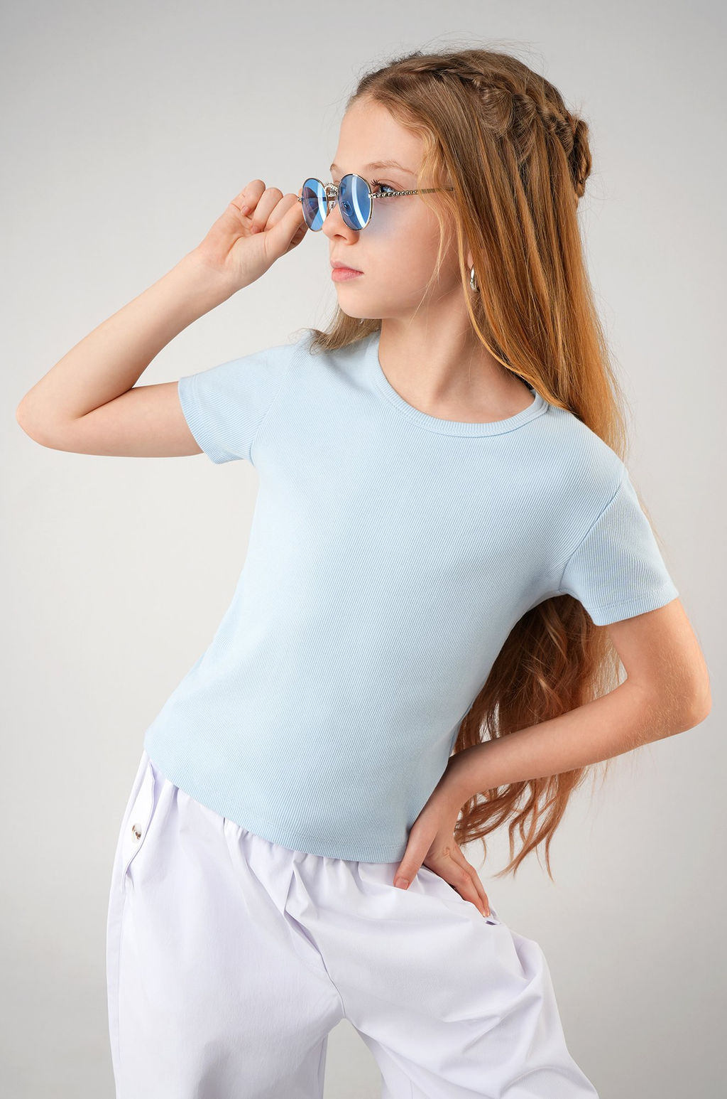 Футболка для девочки в рубчик из рибаны Happyfox  фото 30