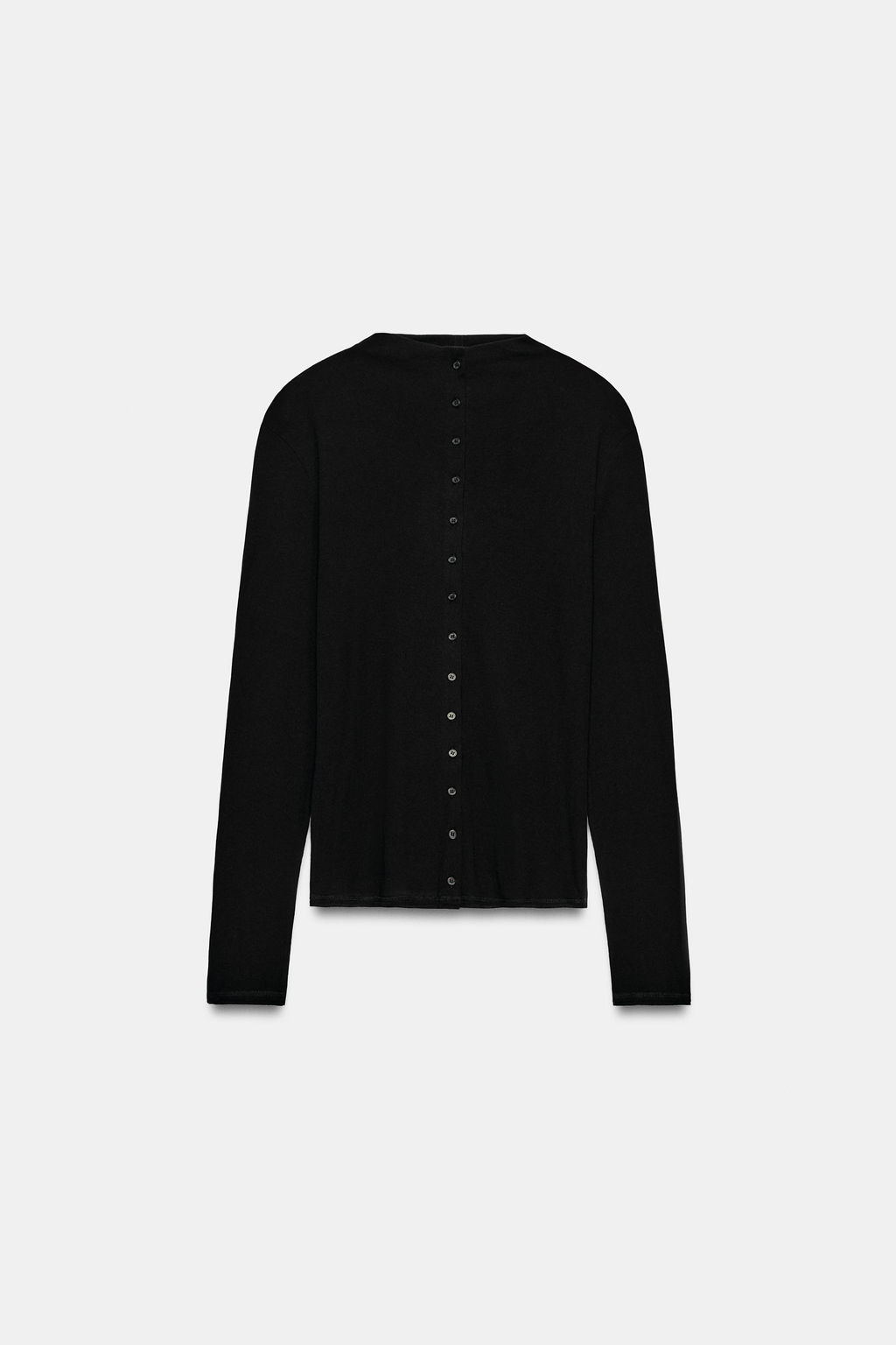CAMISETA CUELLO ALTO BOTONES / Negro - Zara фото 3